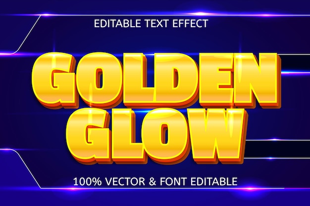Golden glow style neon editable text effect