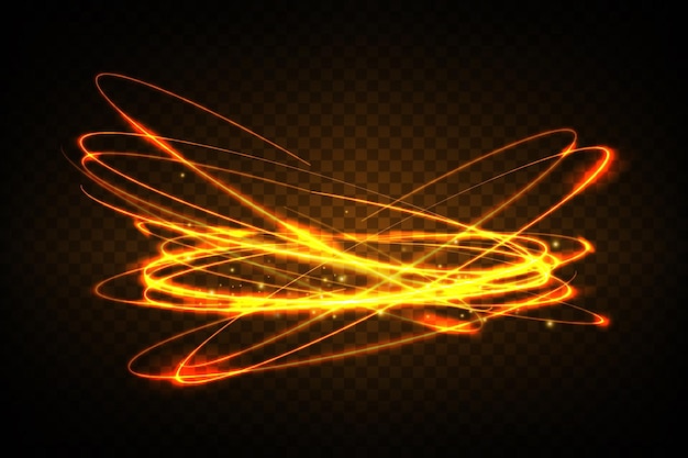 Golden glowing shiny spiral lines effect vector background EPS10 Abstract light speed motion effect Shiny wavy trail Light painting Light trail Vector eps10