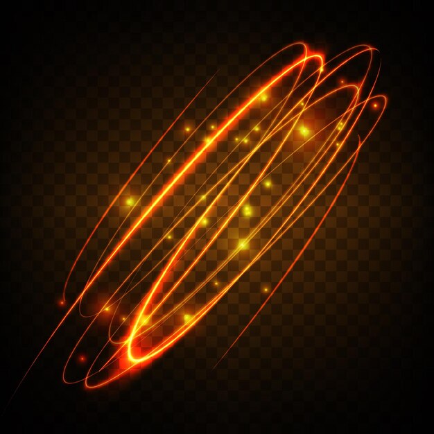 Золотые светящиеся блестящие спиральные линии эффект векторного фона EPS10 Абстрактный эффект скорости света Блестящий волнистый след Световая живопись Световой след Вектор eps10