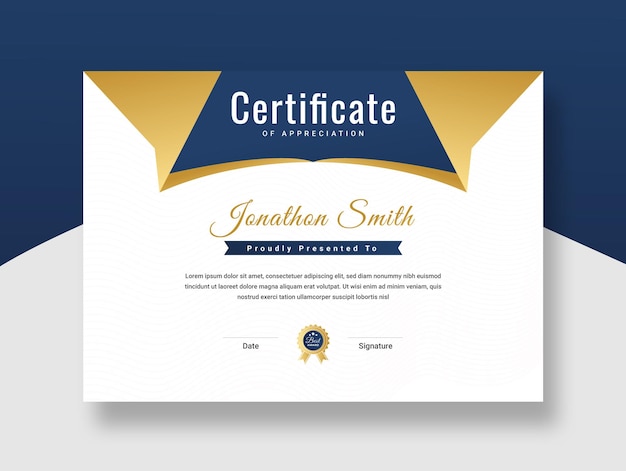 Golden gradient color Certificate Award Design Template