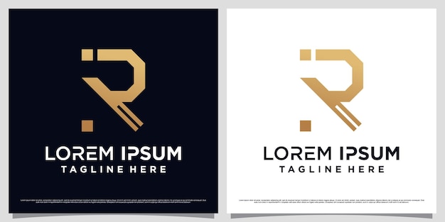 Golden gradient color letter r logo design template for business icon with creative concept