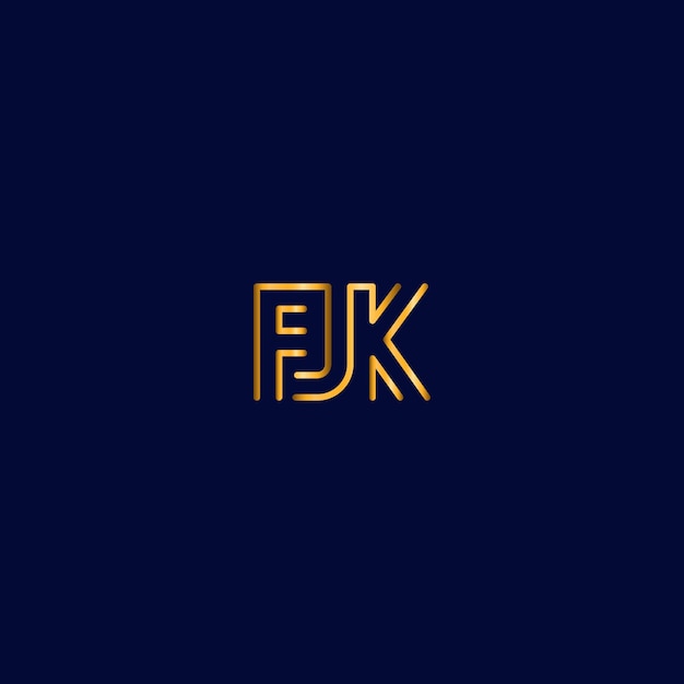 Vector golden gradient fjk logo design template