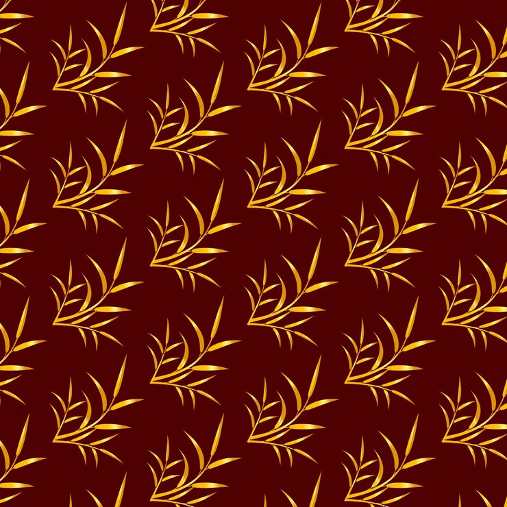 Vector golden grass pattern background design vector on burgundy red color