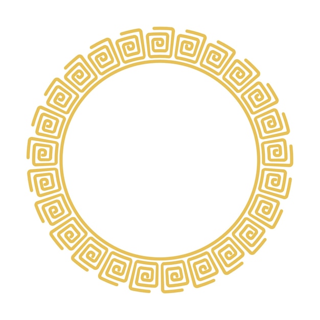 Golden greek circle round frame border