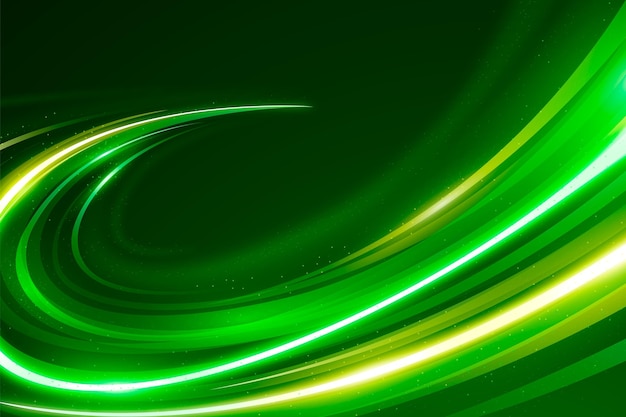 Golden and green speed neon lights background