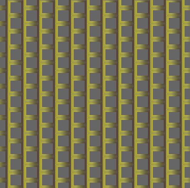 회색 배경의 그라데이션 사각형에서 황금 격자 패턴 원활한 질감은 섬유에 사용할 수 있습니다.