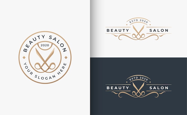 Premium Vector  Golden hair beauty salon badge logo