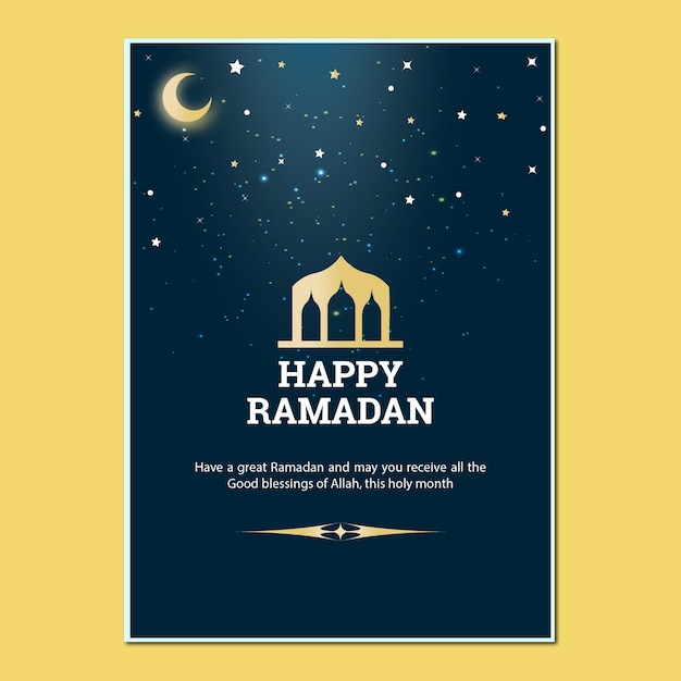 Fondo dorato della cartolina d'auguri islamica della mezza luna per il ramadan kareem