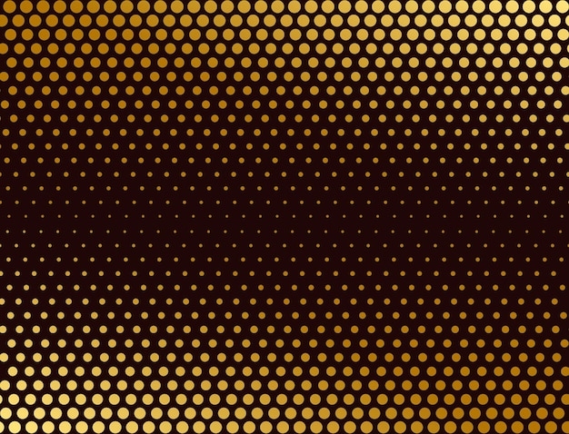 Sfondo mezzetinte dorato punti dorati sulla copertina nera astratta della trama del festival striscione effetto comico festa dissolvenza punto manifesto vettoriale esatto