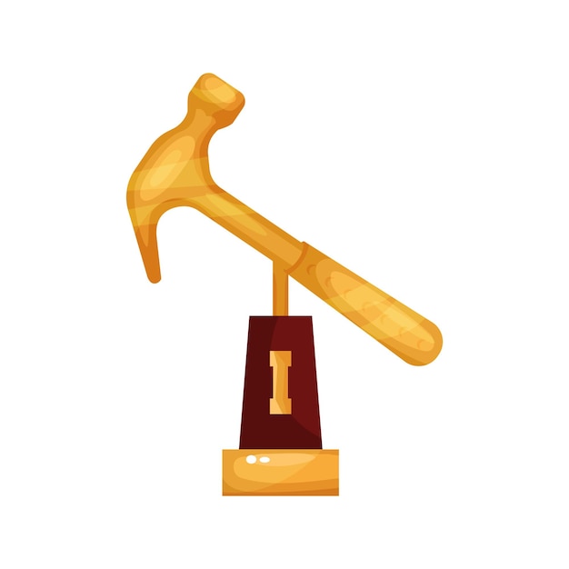 Вектор Премия золотой молот, трофей статуэтка мультфильм векторные иллюстрации на белом фоне