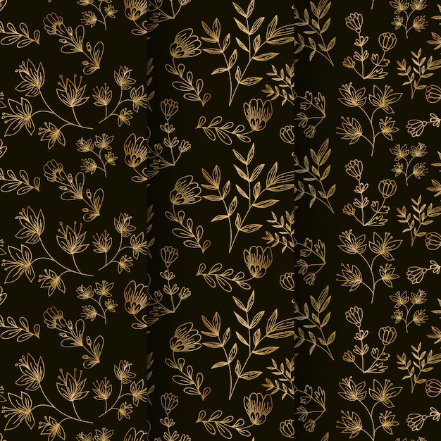 Vector golden hand drawn floral luxury seamless pattern