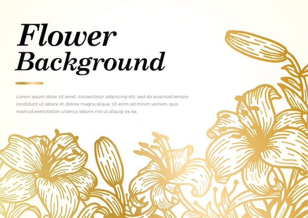 golden hand drawn flower template