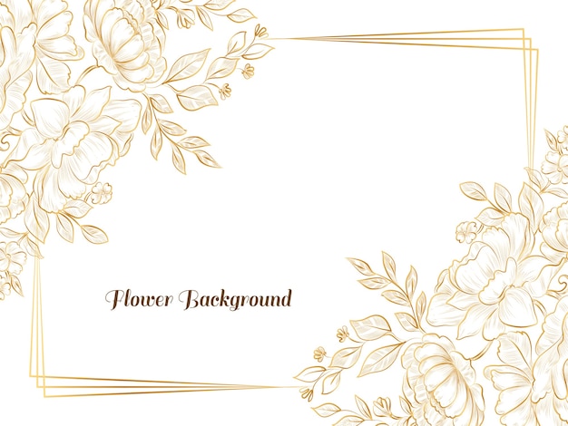 Vector golden hand drawn sketch flower frame background