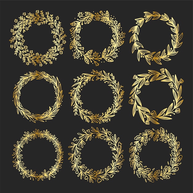 Golden Hand Drawn Vintage Laurel Wreath