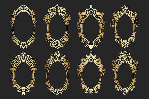 Golden Hand Drawn Vintage Oval Frame Border