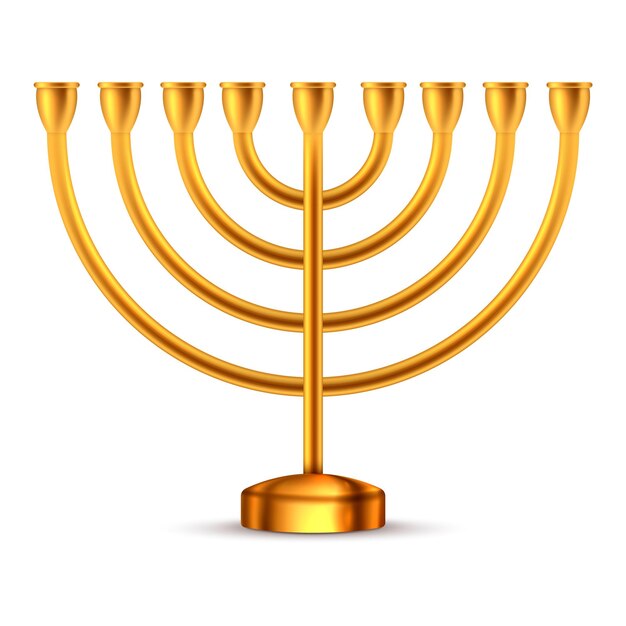 Vettore menora d'oro di hanukkah striscia di festa ebraica menora di candela religiosa rituale antica illustrazione vettoriale eps 10