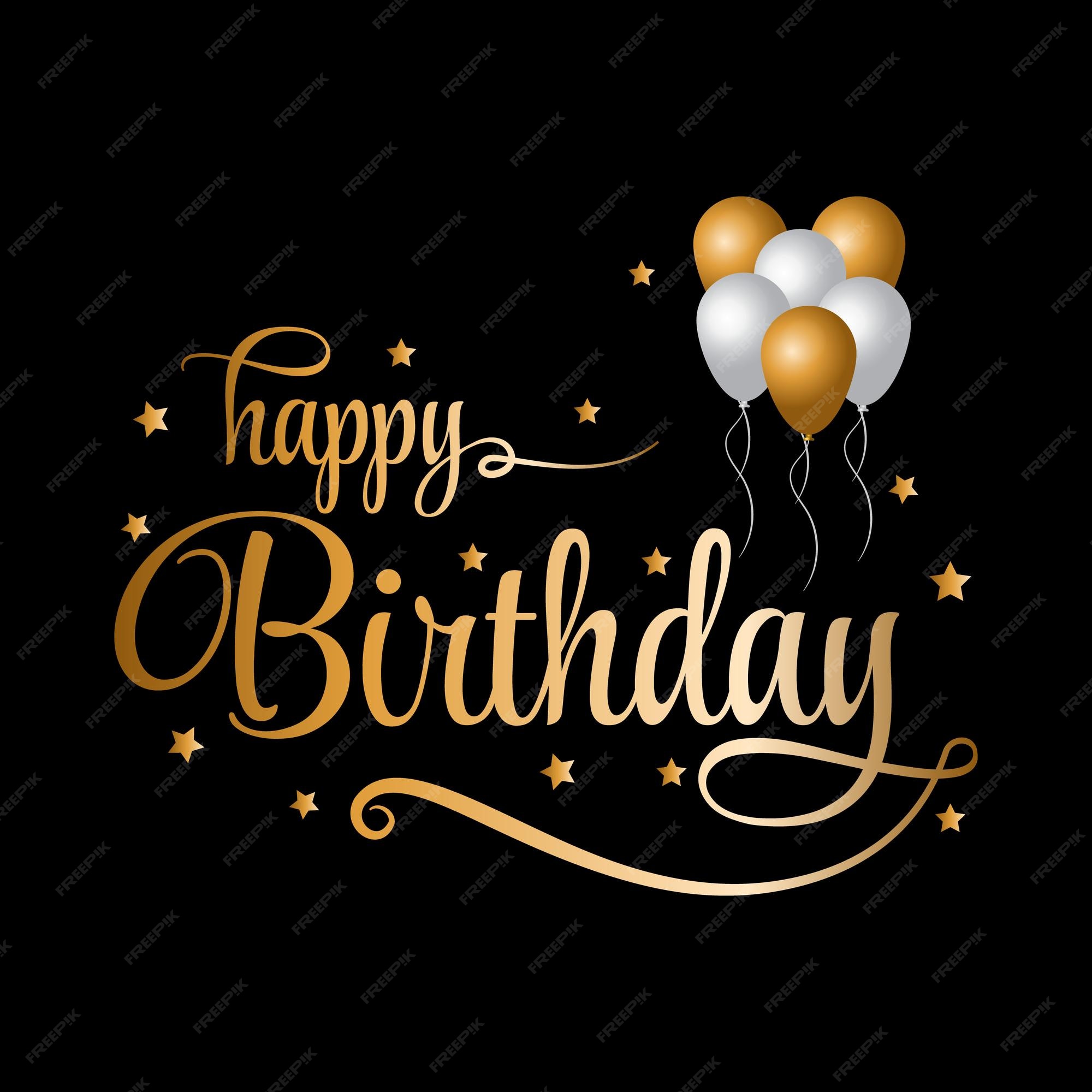 Premium Vector  Golden happy birthday wishes lettering typography with  balloons illustration