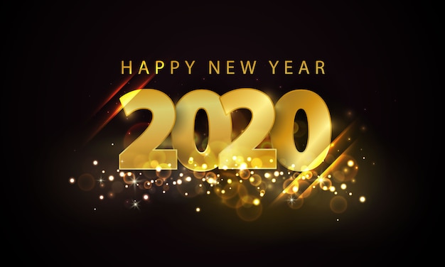 Golden happy new year 2020 background.