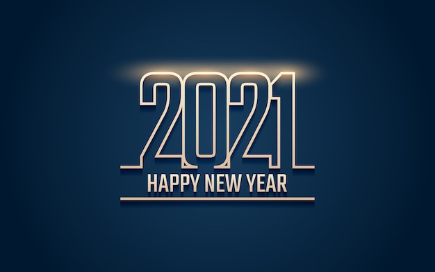 Vector golden happy new year 2021 with glowing light