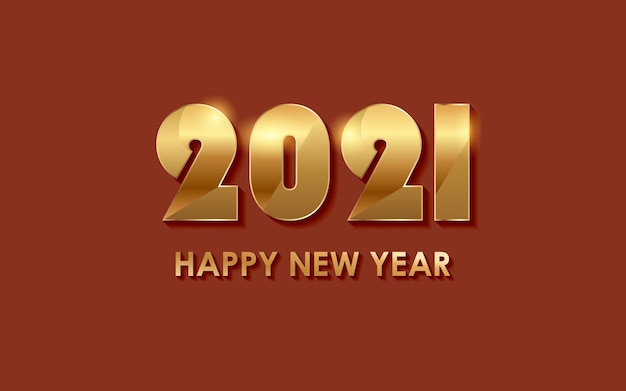 Золотой с новым годом 2021 с сияющим светом на красном фоне