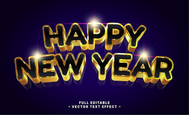 Golden happy new year, editable text effect