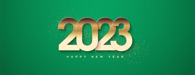 Golden happy new year number 2023 premium vector background