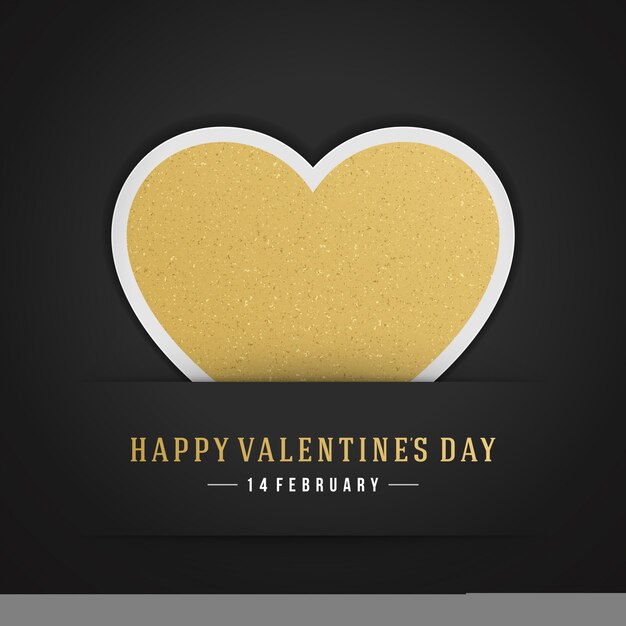 Vector golden heart from paper valentines day greeting card  vector illustration