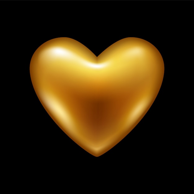 Golden heart. Happy Valentine's day love symbol.