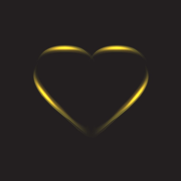 Golden heart silhouette with dark background