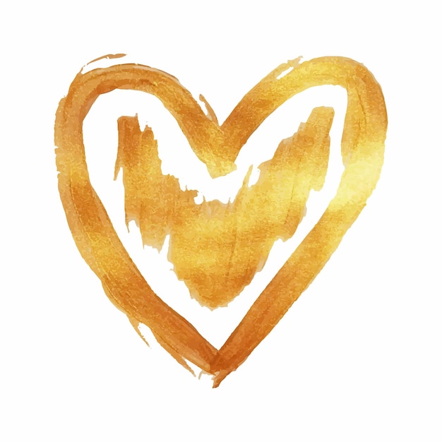 Golden Heart on white Background Love Symbol