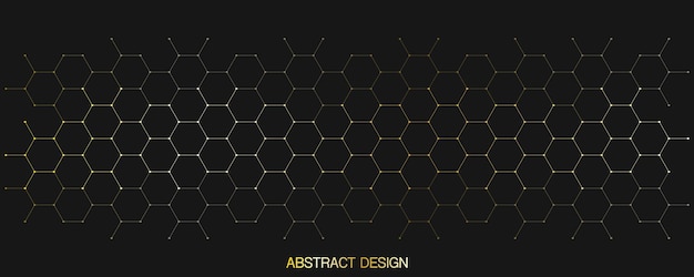 Vector golden hexagons shape pattern