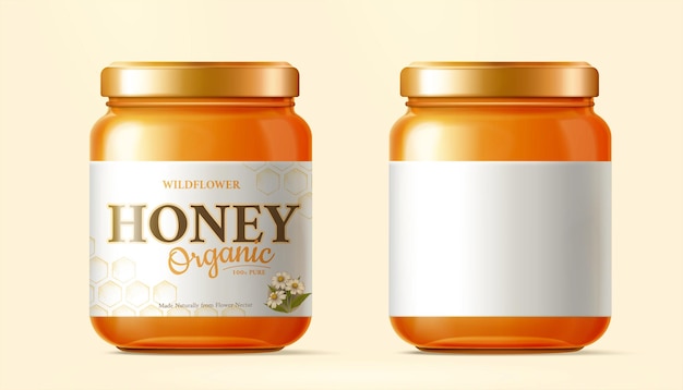 Golden honey jar mockups