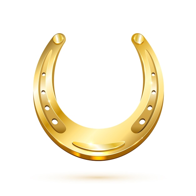 Golden horseshoe isolated on white background, illustration.