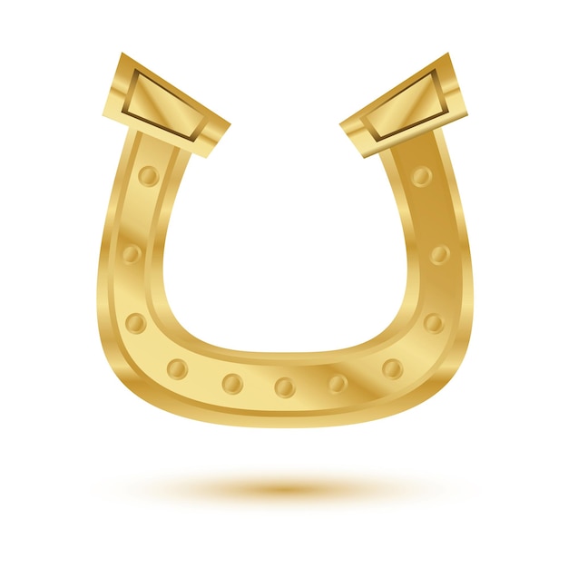 Golden horseshoe isolated on white background. vector illustration.