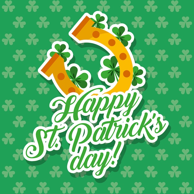 Вектор Золотая подкова счастливая st patricks day clovers background