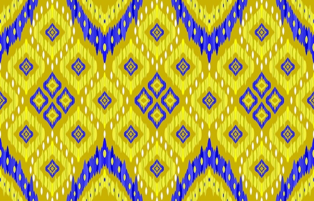 Golden ikat patterns. Geometric tribal vintage retro style. Ethnic fabric ikat seamless pattern.