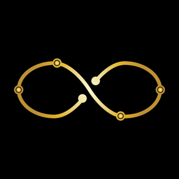 Modello vettoriale dell'icona del simbolo del logo della tecnologia golden infinity