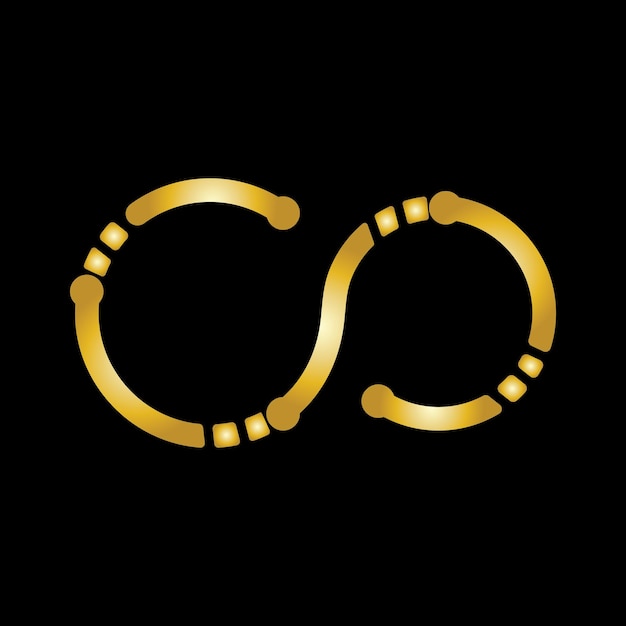 Modello vettoriale dell'icona del simbolo del logo della tecnologia golden infinity