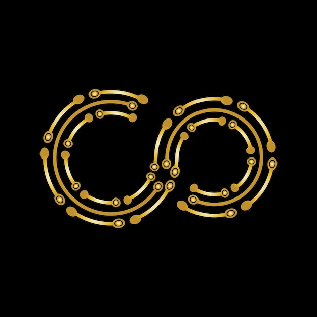 Vector golden infinity technology logo symbol icon vector template