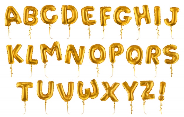 Vector golden inflatable toy balloons fonts