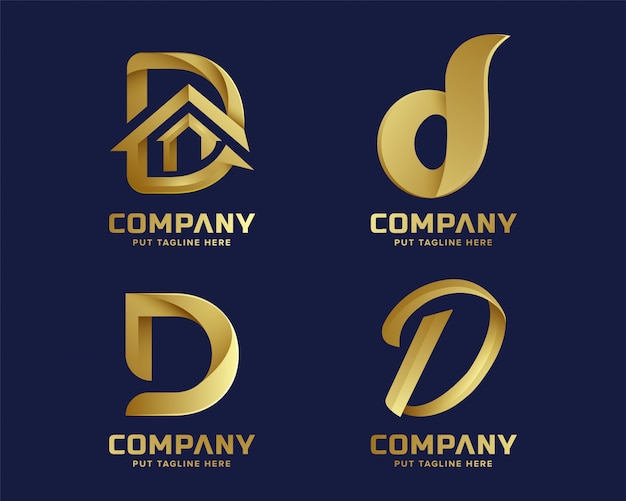 golden inital letter D logo collection