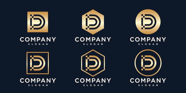 Vector golden inital letter d logo design template