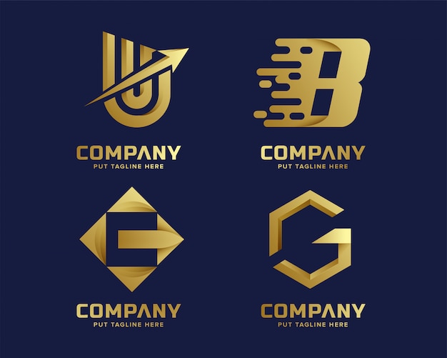 коллекция логотипов с золотыми буквами