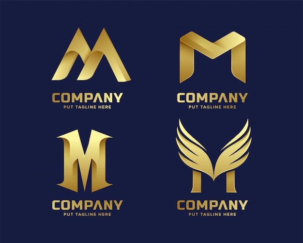 golden inital letter M logo collection