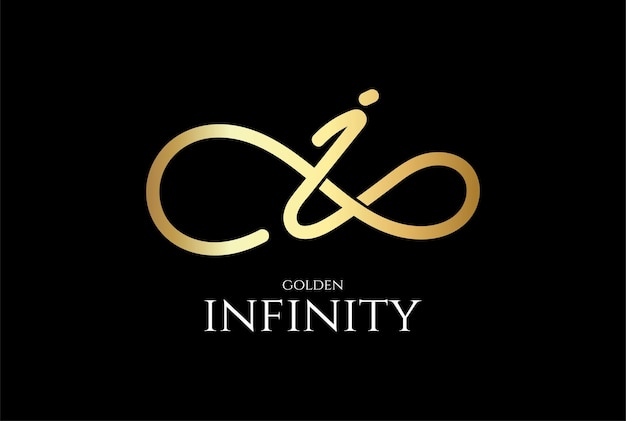 Золотая начальная буква i для дизайна логотипа infinity