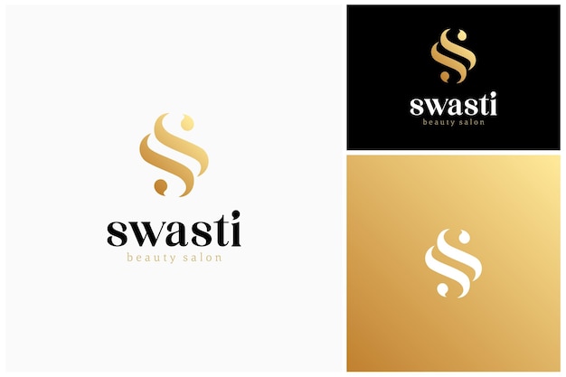 Vector golden initial letter s or ss with golden color for beauty elegant luxury logo design