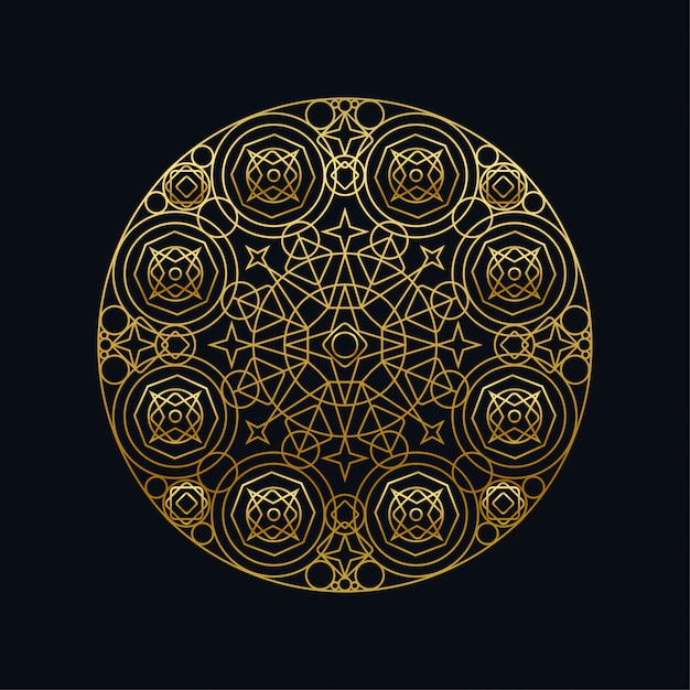 Golden ink geometric mandala linear