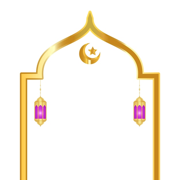 Golden islamic frame design concept clipart