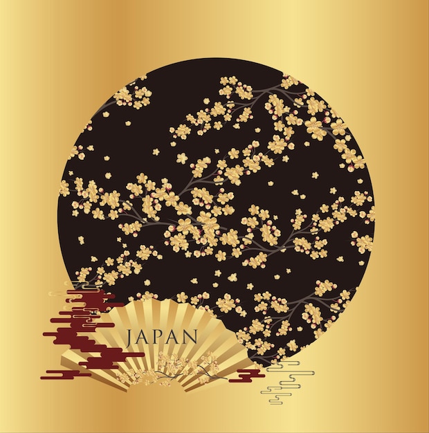 Vector golden japanese style pattern design