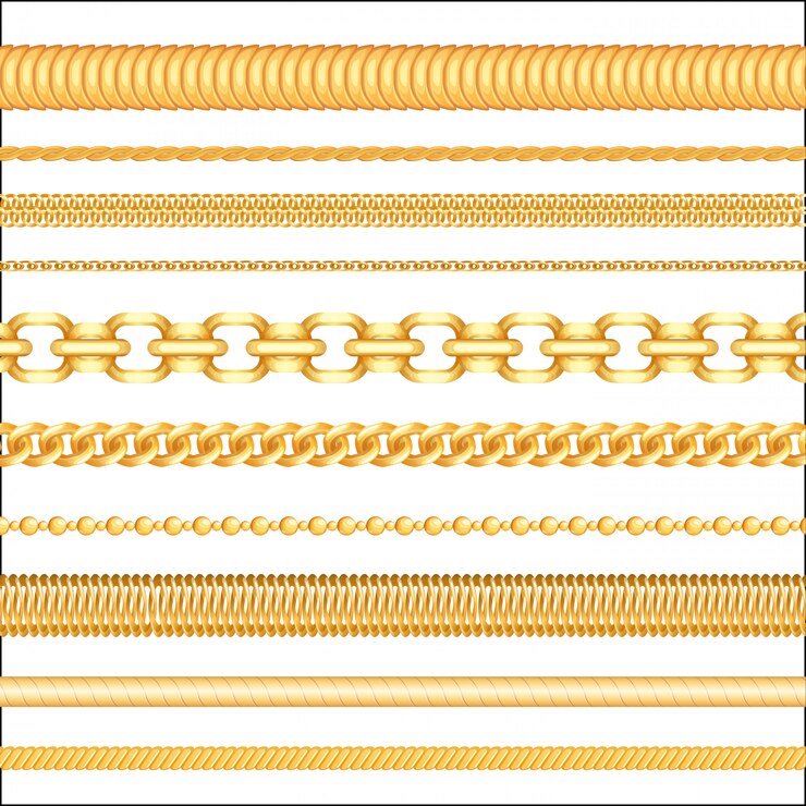 Vector golden jewelry seamless chains